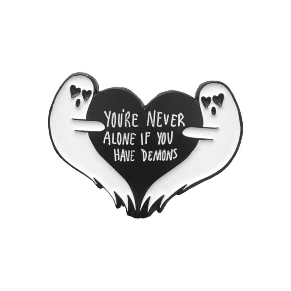 New Ghost Heart Lapel Pin You’re Never Alone If You Have Demons Goth Emo Funny